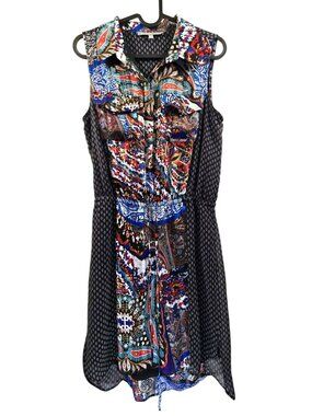 Daniel Rainn Boho Ethnic Summer Dress Pockets Sleeveless Womens Size Small